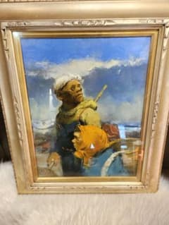 工藤和男「陽光の浜」油彩 F6号 創元会元会長 労働者の賛歌 一枚の繪