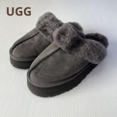 UGG アグ ディスケット チャコール ムートン スリッパ 厚底 サンダル