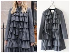 3.1 Phillip Lim フリルコート ウール グレー シルク裏地 ロング