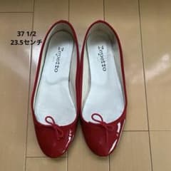 レペット バレエシューズ ラウンドトゥ エナメル リボン 赤 23.5 極美