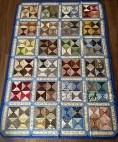 講師作品】パッチワークキルト ベッドカバー マルチカバー ログ