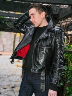 激レア ルイスレザー フィッシャーマンニット 38 ライダースジャケット