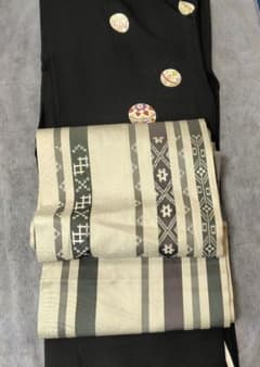 小紋 黒地 正絹 トールサイズ 鞠 スーパー京ガード加工 単衣 居敷当