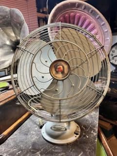 レトロ三菱扇風機、三菱鉄製扇風機 レトロ首振り扇風機、三枚羽