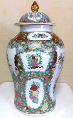 蓋付 飾り壺 宮廷人物図 花鳥図 陶器 - メルカリ