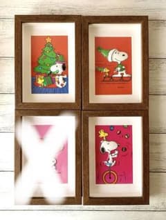 バラ売りokビンテージ スヌーピー 3D ポストカード フレーム付き 3点