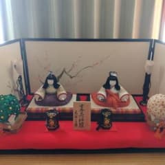 初代 原米州 作 木目込 雛人形一式 (無形文化財技術保存 古典巻袖雛