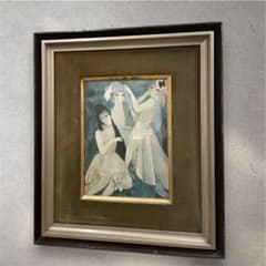 名画】マリー・ローランサン 『公園にて』 額縁入り アンティーク