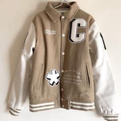 COMME des FUCKDOWN スタジャン ブルゾン ベージュ/ホワイト - メルカリ