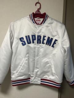 Supreme × Mitchell＆ness サテンスタジャン ホワイト XL - メルカリ