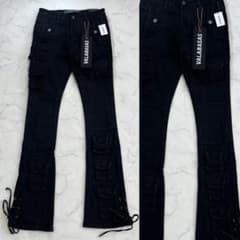 バラバサス valabasas ブラックカーゴ スキニーフレアデニム 新品 29