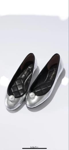 ピッピシック PIPPICHIC フラット バレエ シューズ36パール靴シルバー