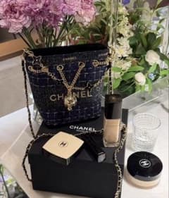 希少 レア 非売品 CHANEL ノベルティ ネイビー ツイード バケット