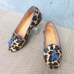 美品】Chatelles シャテル フラットパンプス レオパードハラコ36.5