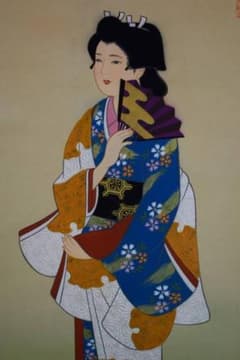 複製/森田曠平/舞妓/美人画/工芸/桐共箱付/布袋屋掛軸HD-679 - メルカリ