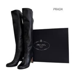 PRADA レザーロングブーツ ブラック 35 1/2 ブラック 箱付き 美品