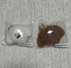 新品 SaucyDog わんこぬいキーホルダー 白 茶 レア サウシードッグ 犬