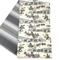 帯6581 ○高級 正絹 紅型 両面全通 リバーシブル 袋帯 - メルカリ