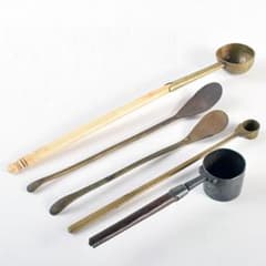 こうちゃん様専用 朝鮮美術 李朝 古銅 薬匙 銅匙 柄杓 5点 V R7507