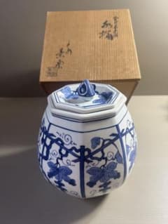 1552 平安景雲 染付葡萄棚文 水指 共箱 - メルカリ