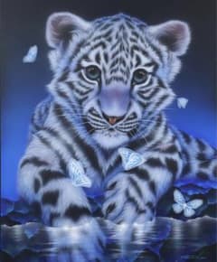 直筆原画 ホワイトタイガー 西野健太郎 絵画 絵 - メルカリ