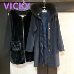 定価6万 【美品】VICKY ネイビー 3wayモッズコート ファーライナー付き