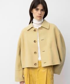 美品】Naveメルトンリバー ステンカラークロップド コート イエロー 1