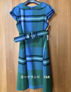 York land ヨークランド タータンチェック ウール ワンピース - メルカリ