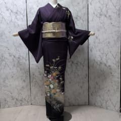 十三夜様高級正絹 紫地 金彩手刺繍 全体しつけ糸有り - メルカリ