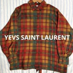 状態良好❗️】90's YEVS SAINT LAURENT 総柄 ウールシャツ - メルカリ