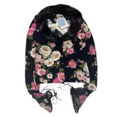 未使用品 Blumarine ブルマリン フラワープリント シルク ミンクファー