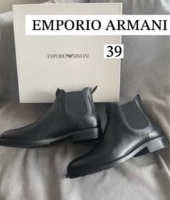 EMPORIO ARMANIサイドゴア本革ショートブーツ黒アルマーニ39 - メルカリ