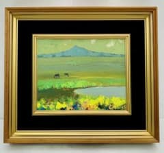 真作保証 本間武男 希少 油彩 肉筆 風景画 本人直筆鉛筆サイン入り