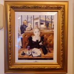 藤田嗣治カフェの女性 黒いドレス ゴールドフレーム.ロイヤル