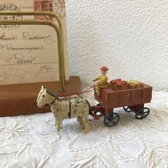 歳末SALE☆ドイツアンティークフィギュア 木製 馬車（難あり特価