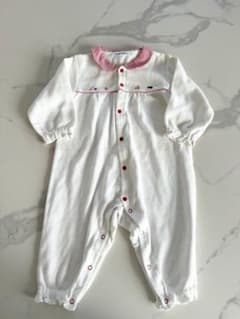 ファミリア familiar ホワイトロンパース 70cm チェック襟 - メルカリ