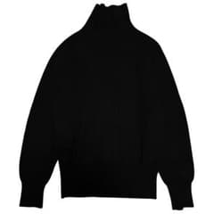 CABaN コットンカシミヤアゼ ハイネックプルオーバー ブラック メンズ