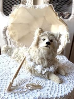 ♡フランスアンティークLOULOU パジャマドッグコンパニオンドッグ布花付