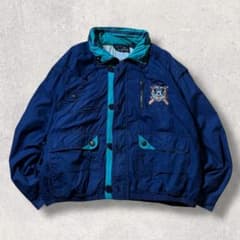 90s Disneyナイロンジャケット紺ネイビーミッキーマウス刺繍パッカブル