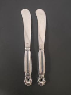 ジョージジェンセン エコーン バター ナイフ 2本 純銀製 アンティーク