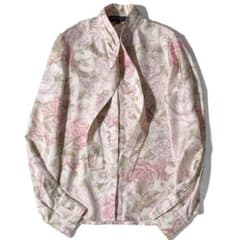 サルヴァトーレフェラガモ 花柄 シルク ボウタイ 長袖 シャツ 絹 38