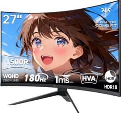 27インチ 2K WQHD 曲面モニター 180Hz 使用期間1年未満 - メルカリ