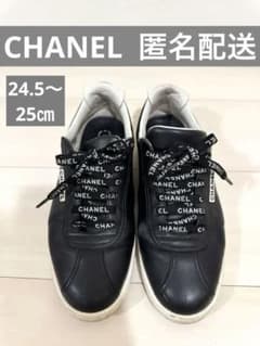 シャネル CHANEL スニーカー ココマーク 紐ロゴ ブラック39 - メルカリ