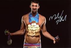 オリンピック 水泳 金メダリスト マイケル・フェルプス 直筆サイン入り