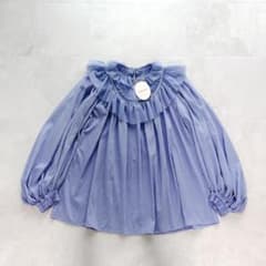 タグ付✨24SS✨現行 フミエタナカ シアーギャザーシャツ ブルー フリル