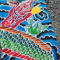 のぼり旗 カラフル龍(A) 古布 木綿 幟旗 リメイク ハギレ パッチワーク