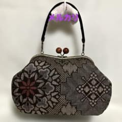 龍郷 泥大島紬 ハンドメイド がま口バッグ 和柄 着物バッグ - メルカリ