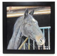 上鈴木正一 油彩画 20cm角『馬の肖像』2/19(木)午前10時までの掲載