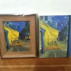 新品】大ゴッホ展『夜のカフェテラス』ミニフレーム、ロルバーンノート