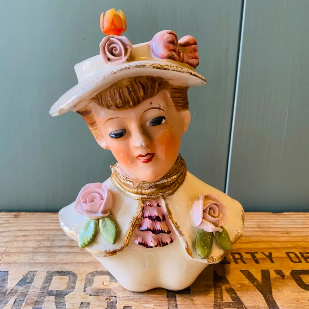 60sヴィンテージ レディヘッドベース陶器花瓶LEE WARDS日本製